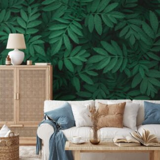 Yeşil Yaprak Desenli Duvar Kağıdı, Botanik 3D Duvar Kağıdı Yaprak Desenli Duvar Kağıtları