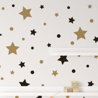Yıldızlar ve Noktalar Bebek Duvar Kağıdı, Parlayan Yıldızlar Çocuklar 3D Duvar Posteri Bebek Odası Duvar Kağıtları