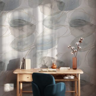 Sulu Boya Fırça Vuruşları Desenli Duvar Kağıdı, Zarif Soyut Spiraller 3D Duvar Posteri Soyut Duvar Kağıtları