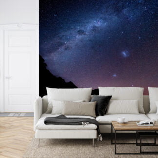 Gökyüzündeki Yıldız Işıkları Duvar Kağıdı, Dağların Üstündeki Yıldızlı Gece 3D Duvar Posteri Uzay & Galaksi Duvar Kağıtları