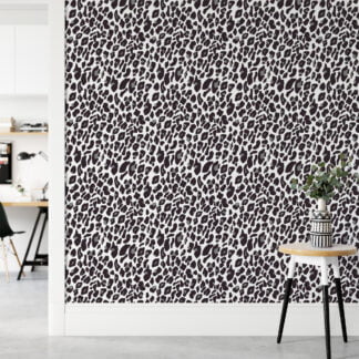 Beyaz Gri Leopar Jaguar Derisi Desenli Duvar Kağıdı, Monokrom Leopar Benekli Duvar Posteri Hayvan Motifli Duvar Kağıtları