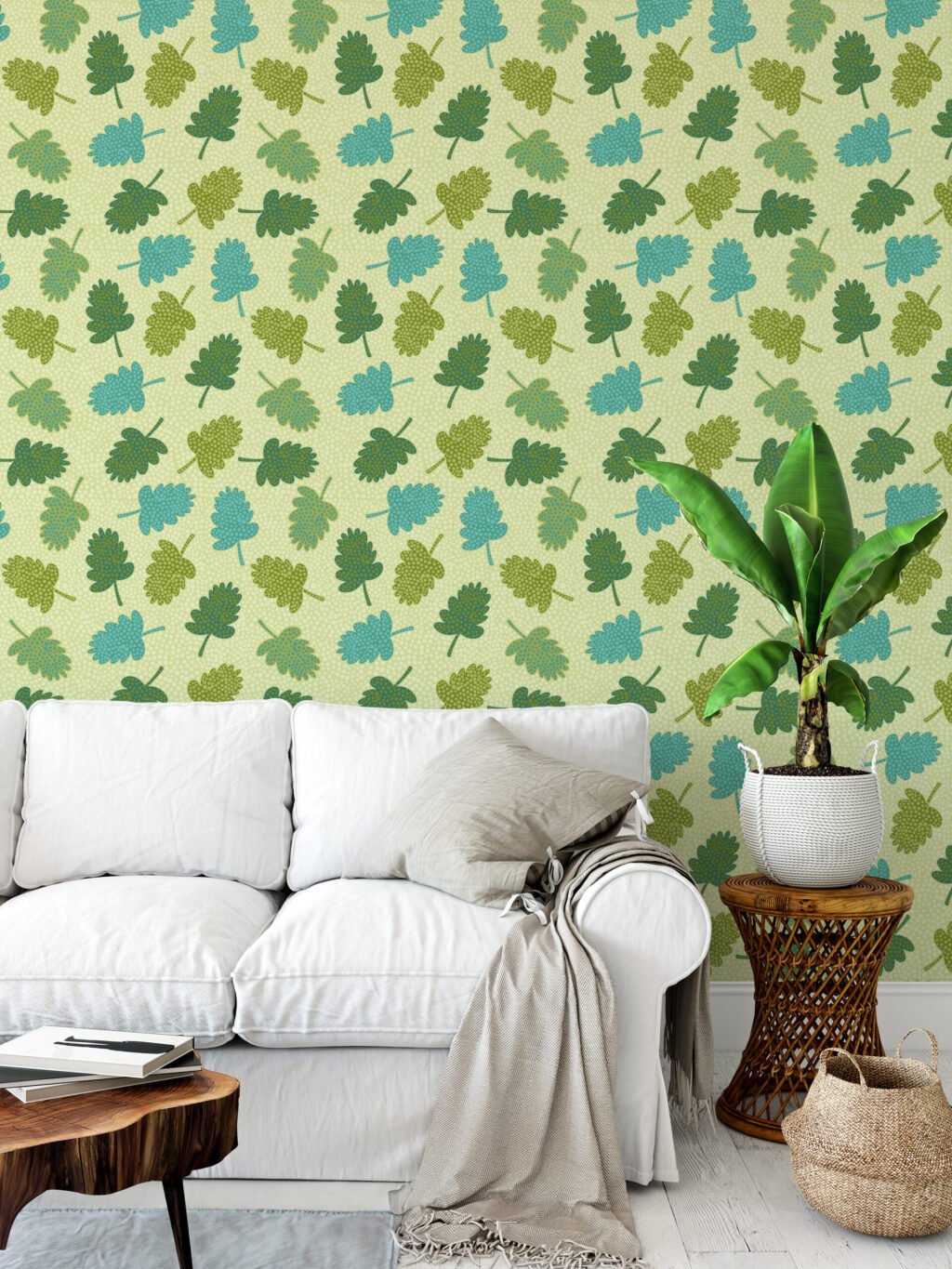 Yeşil Yapraklar Duvar Kağıdı, Yaprak Motifli 3D Duvar Posteri Yaprak Desenli Duvar Kağıtları 5