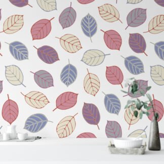 Soyut Renkli Yapraklar Duvar Kağıdı, Capcanlı Sonbahar Yaprakları 3D Duvar Posteri Yaprak Desenli Duvar Kağıtları
