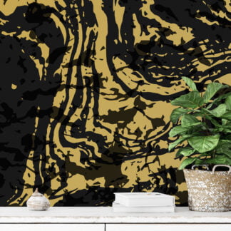 Siyah ve Altın Soyut Tasarım Duvar Kağıdı, Mermer Sarmal Desenli 3D Duvar Kağıdı Mermer Duvar Kağıtları