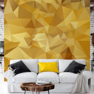 Soyut Sarı Şekiller Duvar Kağıdı, Geometrik Sarı Renk Duvar Kağıdı 3D Duvar Kağıtları