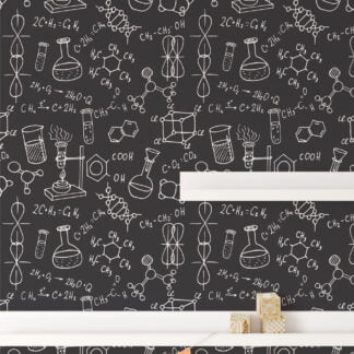 Kara Tahta Kimya Notları Desenli Duvar Kağıdı Çocuk Odası Duvar Kağıtları