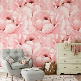 Abstract Soft Şeftali Pembe Çiçekli Duvar Kağıdı, Romantik Çiçek Desenli 3D Duvar Kağıdı Çiçekli Duvar Kağıtları 2