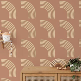 Soyut Boho Desenli Duvar Kağıdı, Minimalist Zarif Terracotta 3D Duvar Posteri Geometrik Duvar Kağıtları