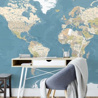 Her Ülkenin Detaylı Olduğu Büyük Dünya Haritası Duvar Kağıdı, Dünya Haritası 3D Duvar Posteri Harita Duvar Kağıtları