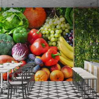 Renkli Meyve ve Sebze Duvar Kağıdı Manav İçin Duvar Posteri Cafe & Restoran & Pastane Duvar Kağıtları