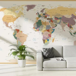 İsimli Eğitici Dünya Haritası Duvar Kağıdı Renkli Dünya Harita Duvar Posteri Harita Duvar Kağıtları